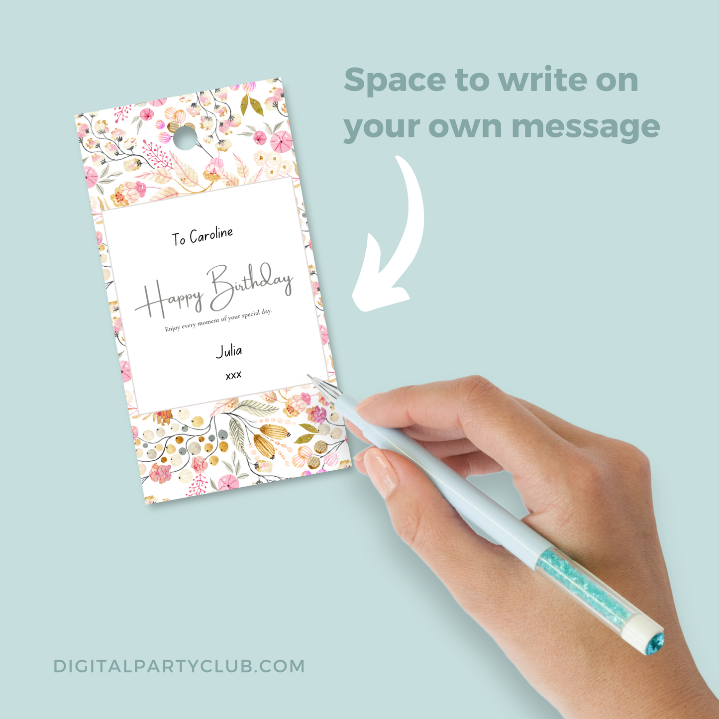 Printable Birthday Gift Tag - Floral