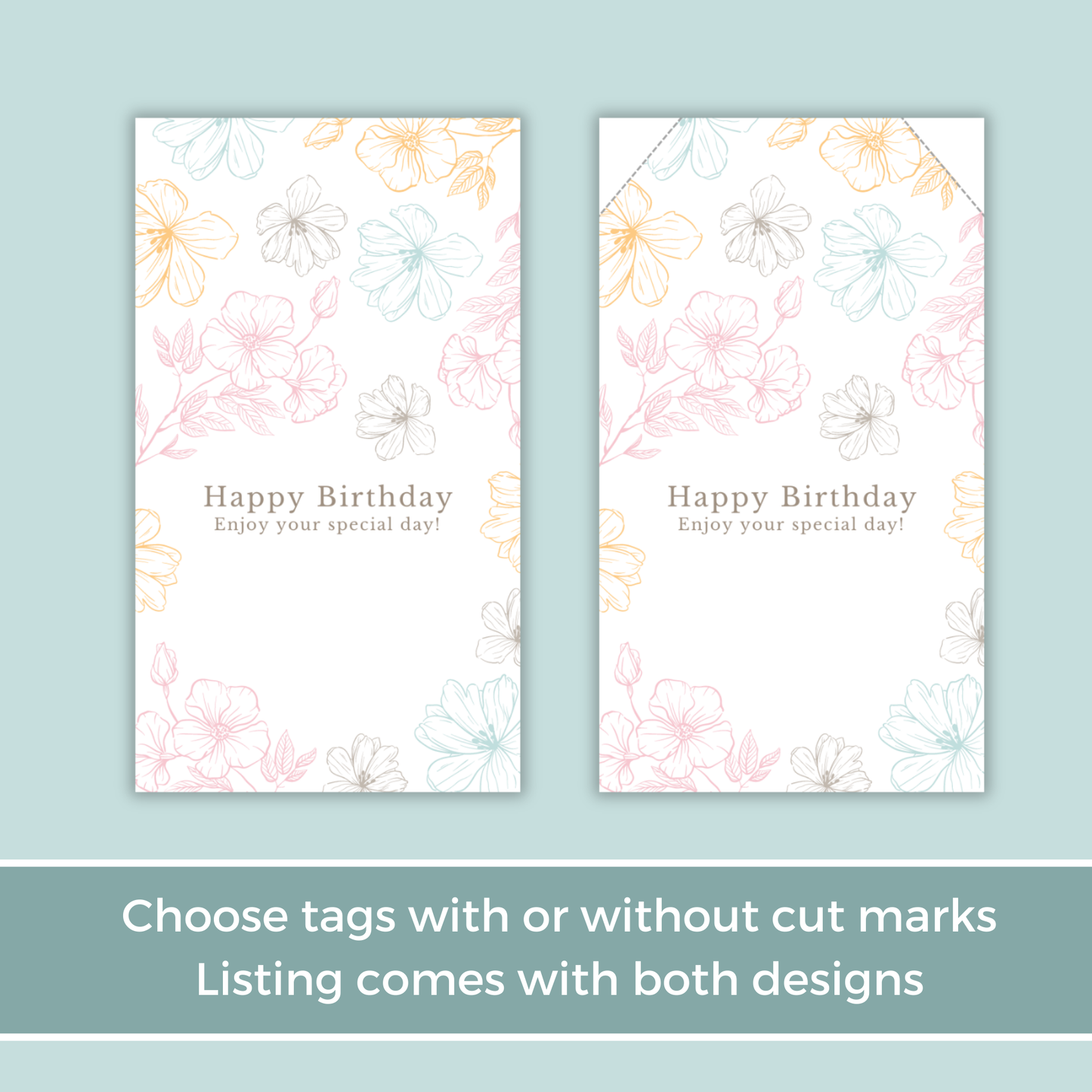 Printable Birthday Gift Tag - Flowers