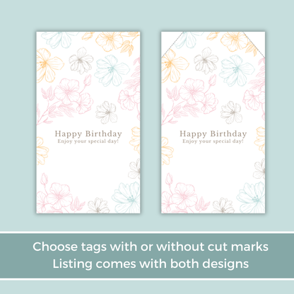 Printable Birthday Gift Tag - Flowers