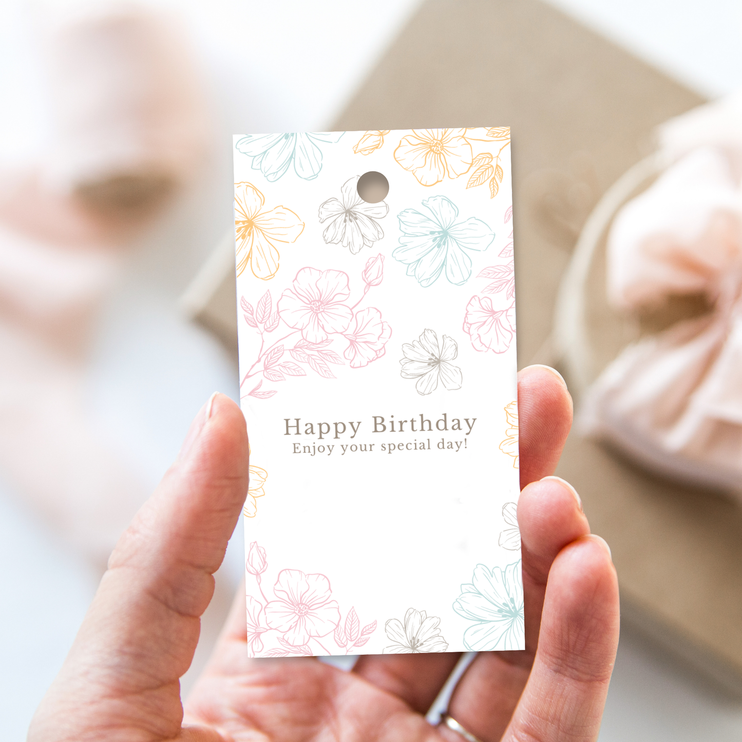 Printable Birthday Gift Tag - Flowers