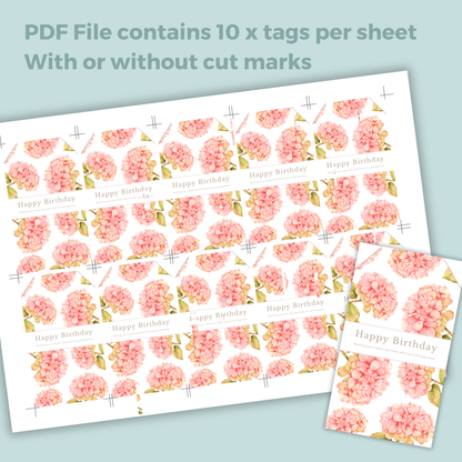 Printable Birthday Gift Tag - Pink Flowers