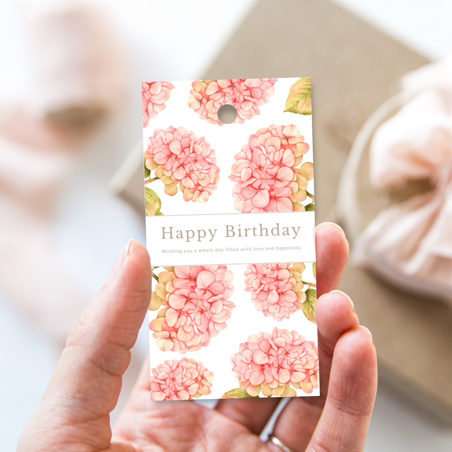 Printable Birthday Gift Tag - Pink Flowers