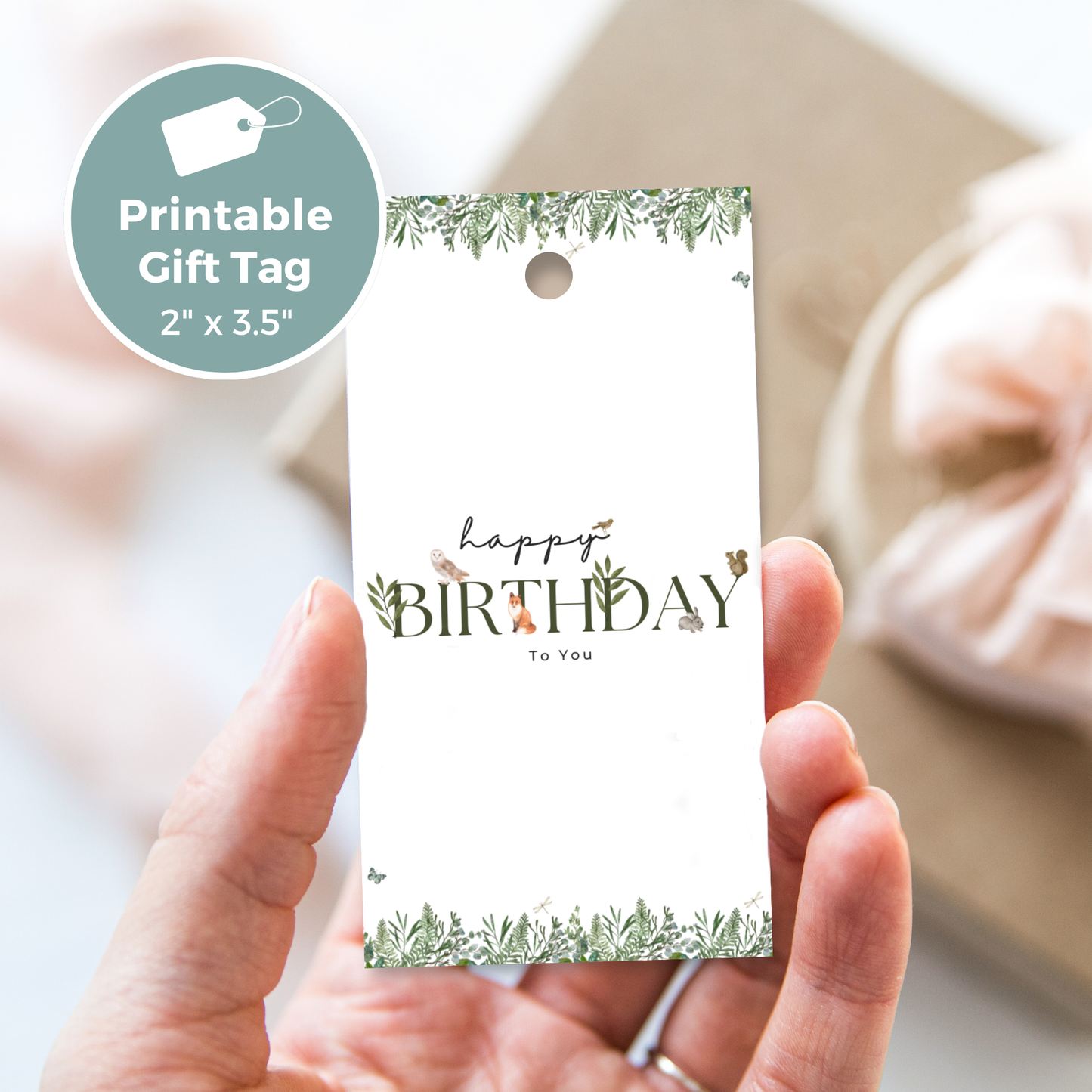 Printable Birthday Gift Tag - Woodland Animals