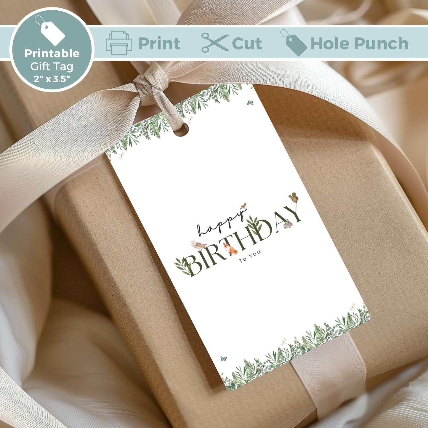 Printable Birthday Gift Tag - Woodland Animals