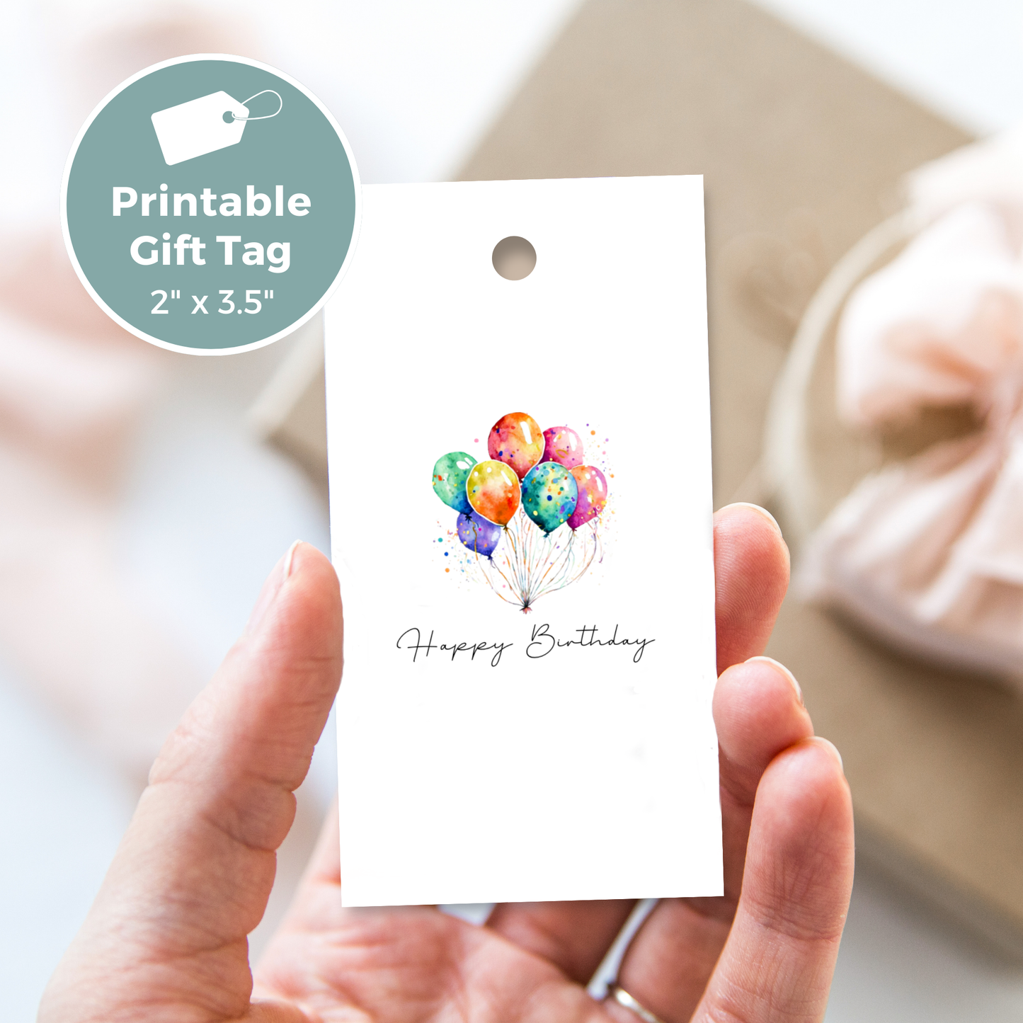 Printable Birthday Gift Tag - Balloons