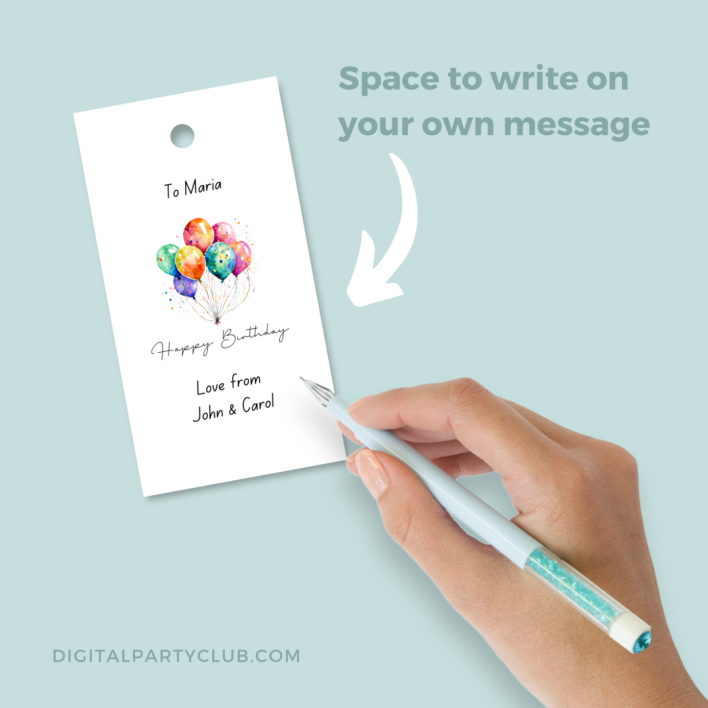 Printable Birthday Gift Tag - Balloons