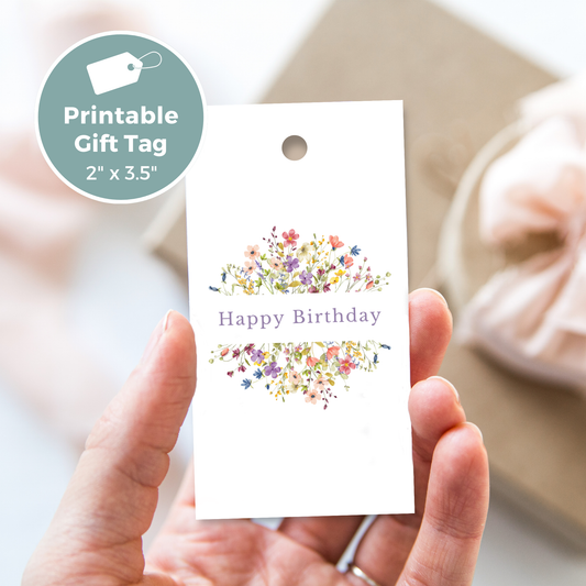 Printable Birthday Gift Tag - Wild Flowers