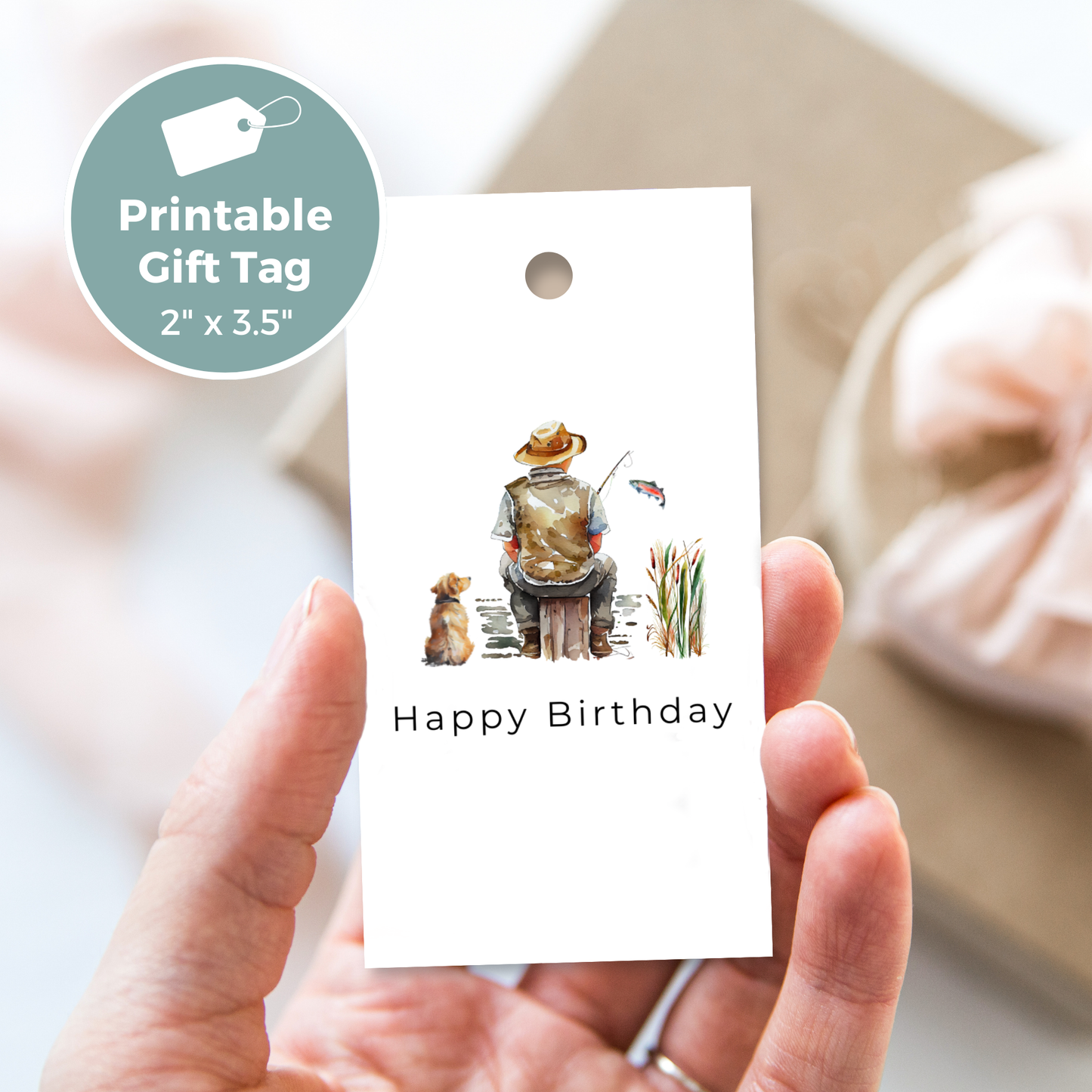 Printable Birthday Gift Tag - Fishing