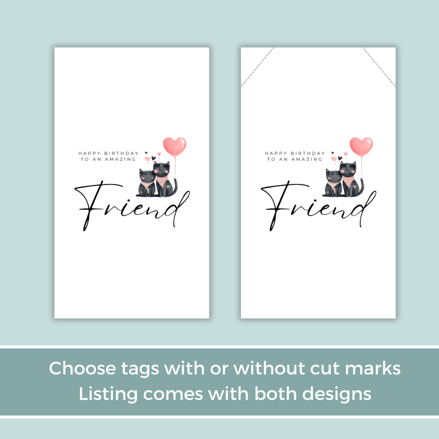 Printable Birthday Gift Tag - Friend Cat Lover