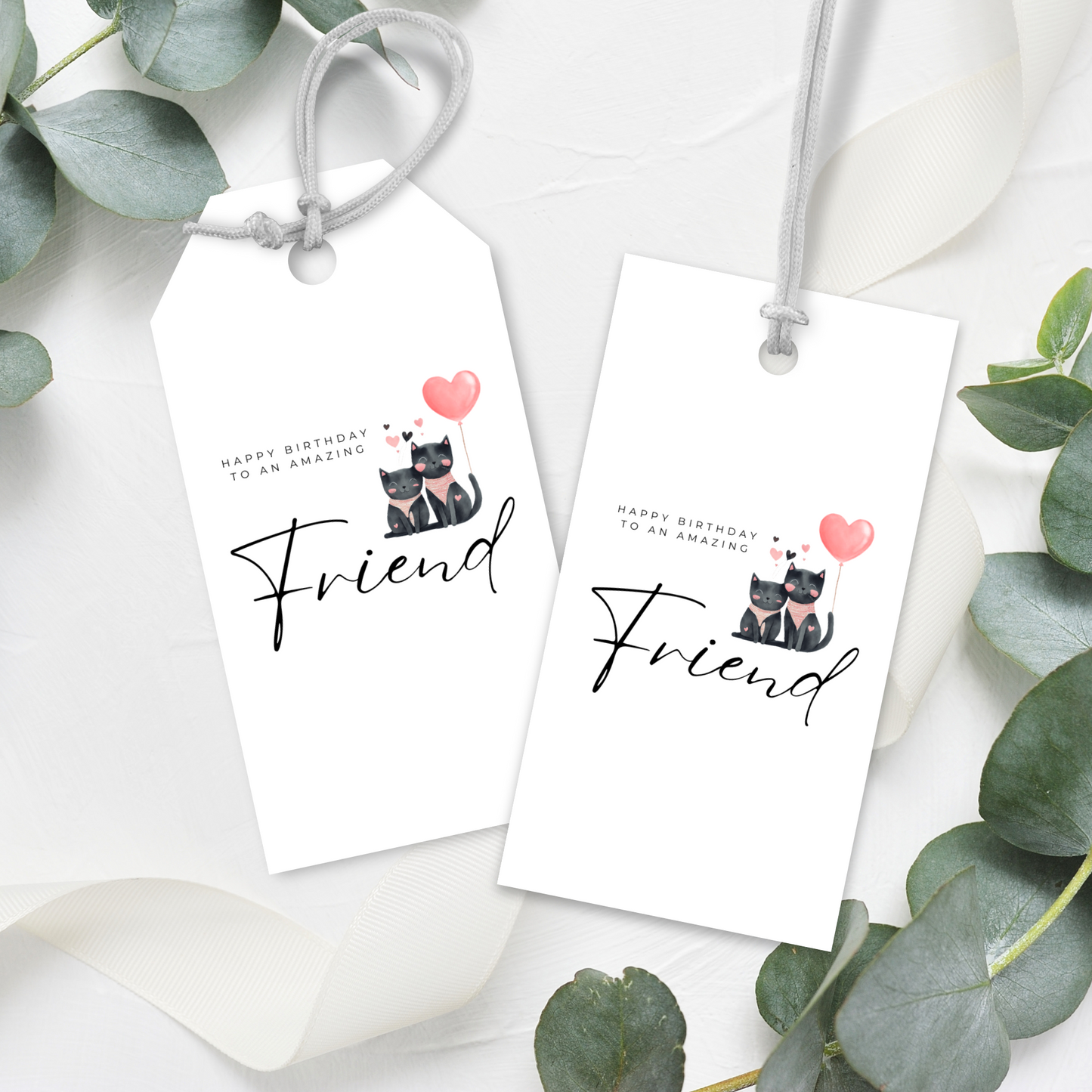 Printable Birthday Gift Tag - Friend Cat Lover