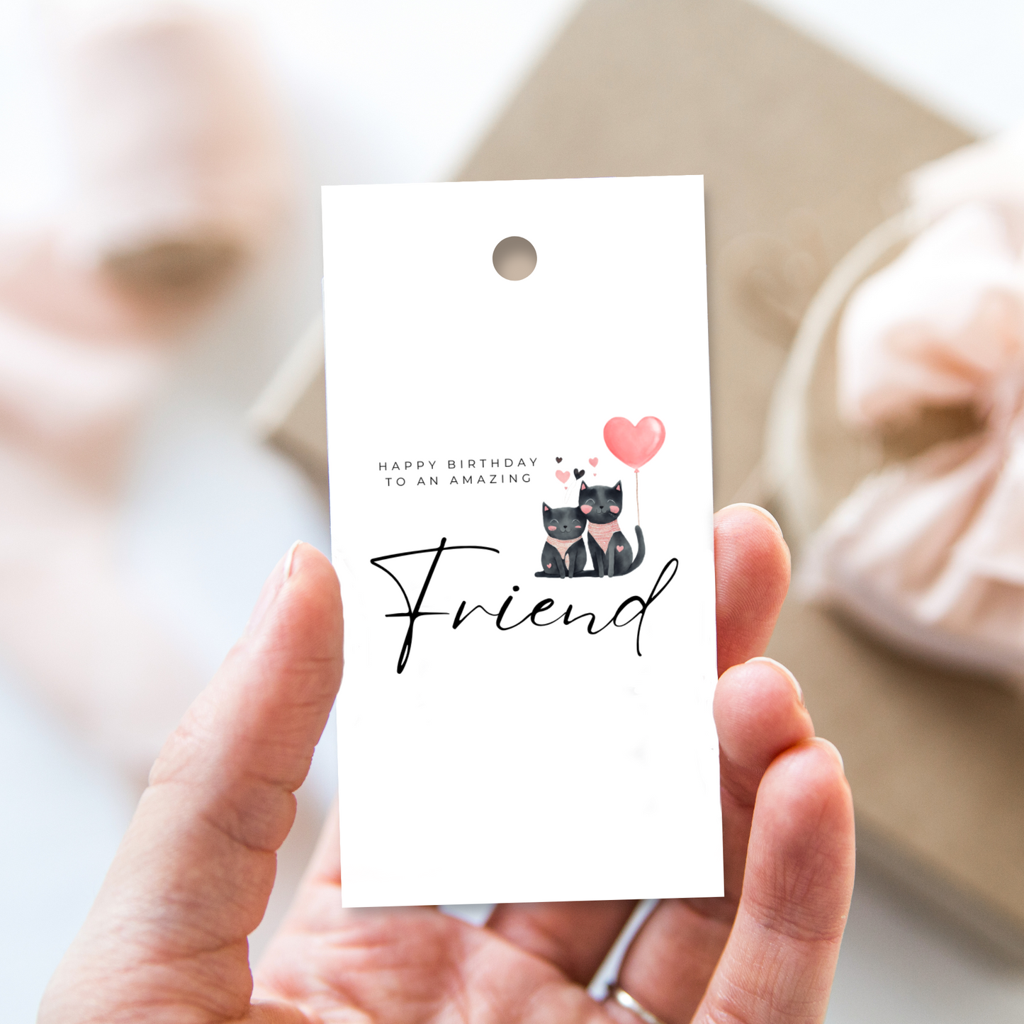 Printable Birthday Gift Tag - Friend Cat Lover