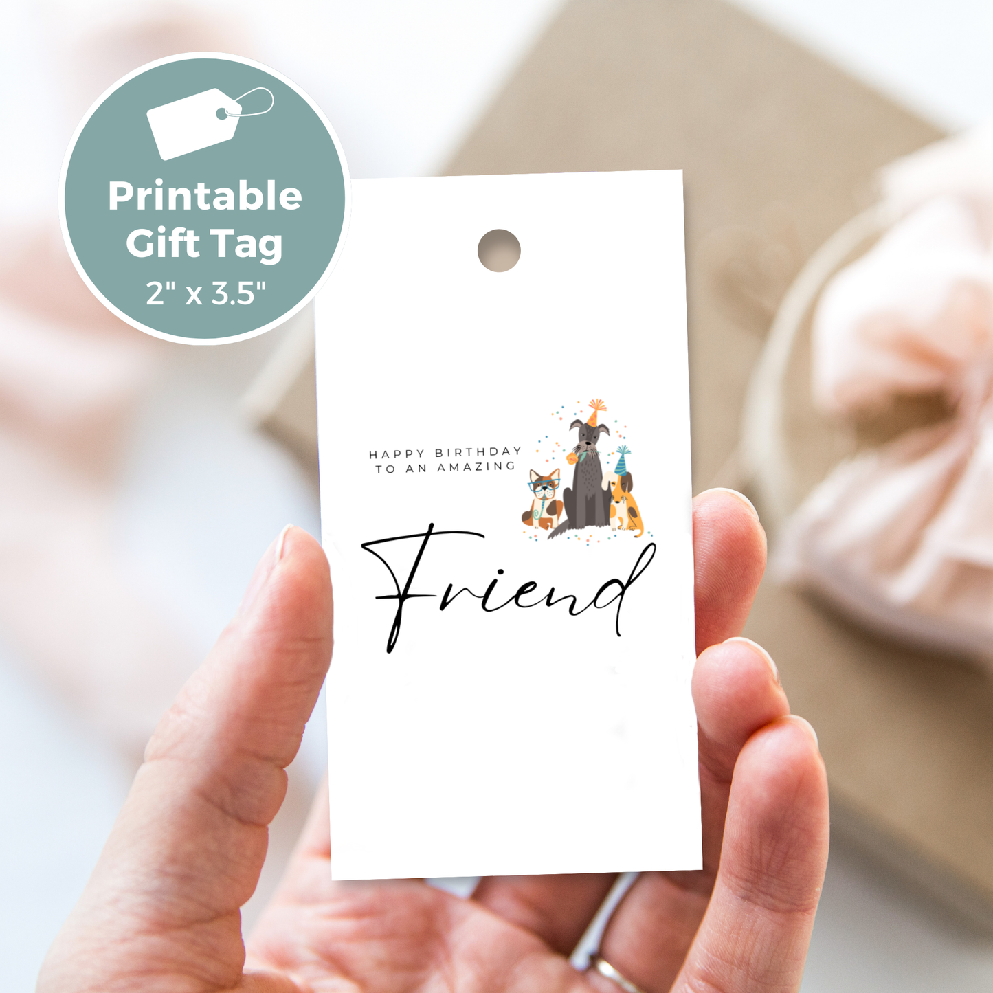 Printable Birthday Gift Tag - Friend Dog Lover