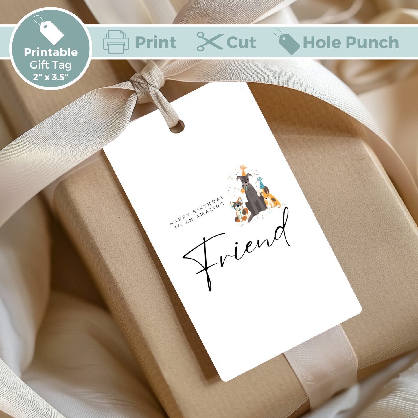 Printable Birthday Gift Tag - Friend Dog Lover