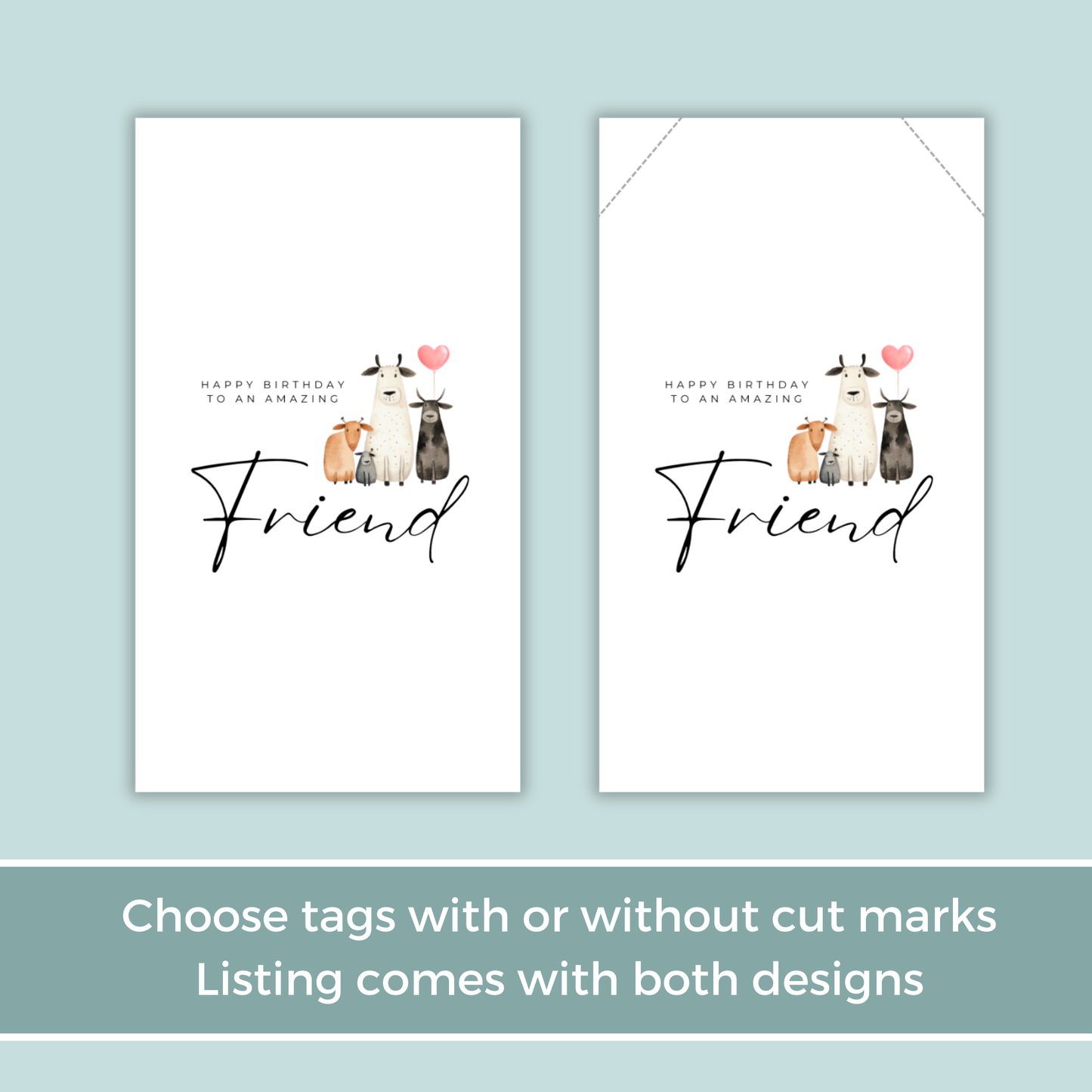 Printable Birthday Gift Tag - Friend Cute Cow