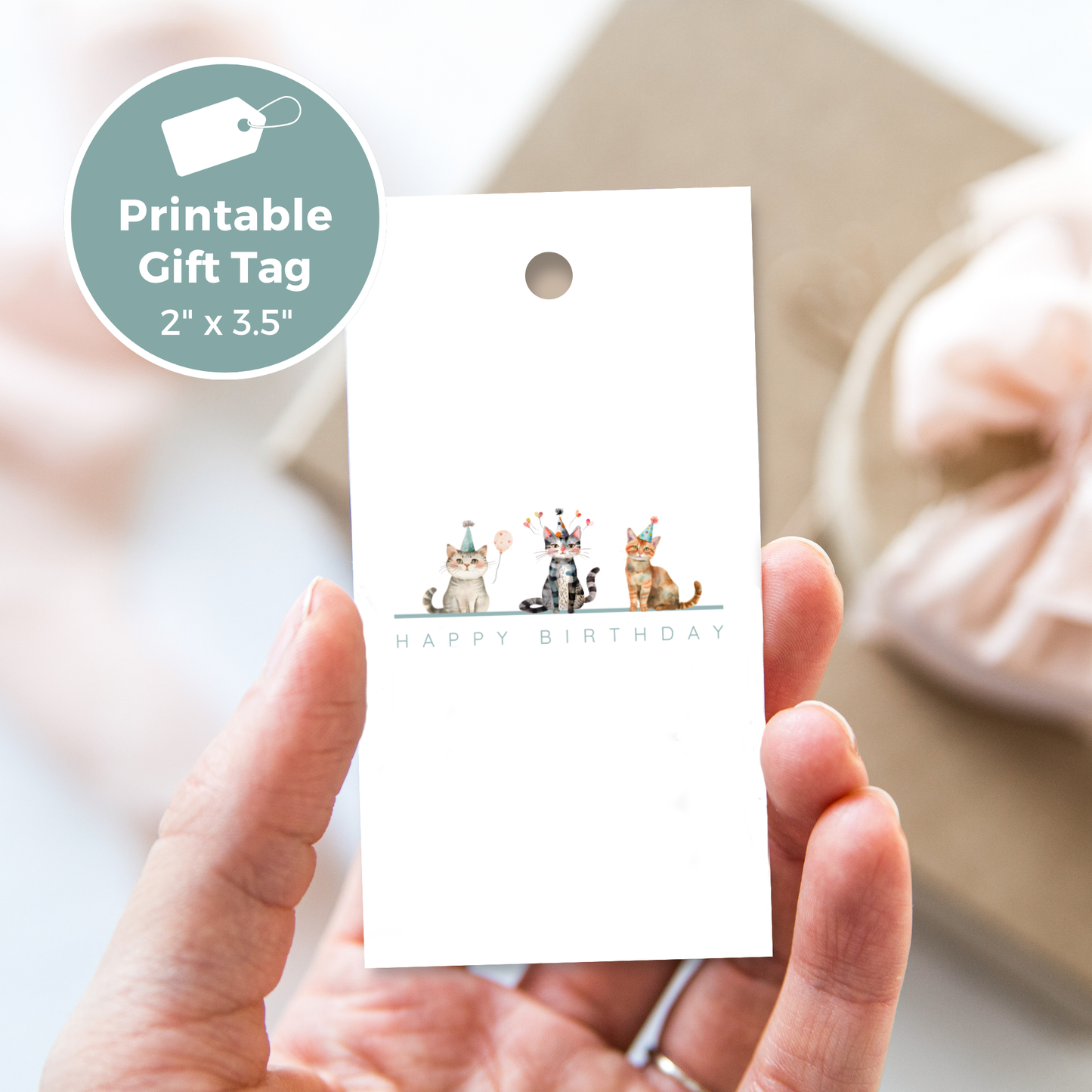 Printable Birthday Gift Tag - Trio of Cats