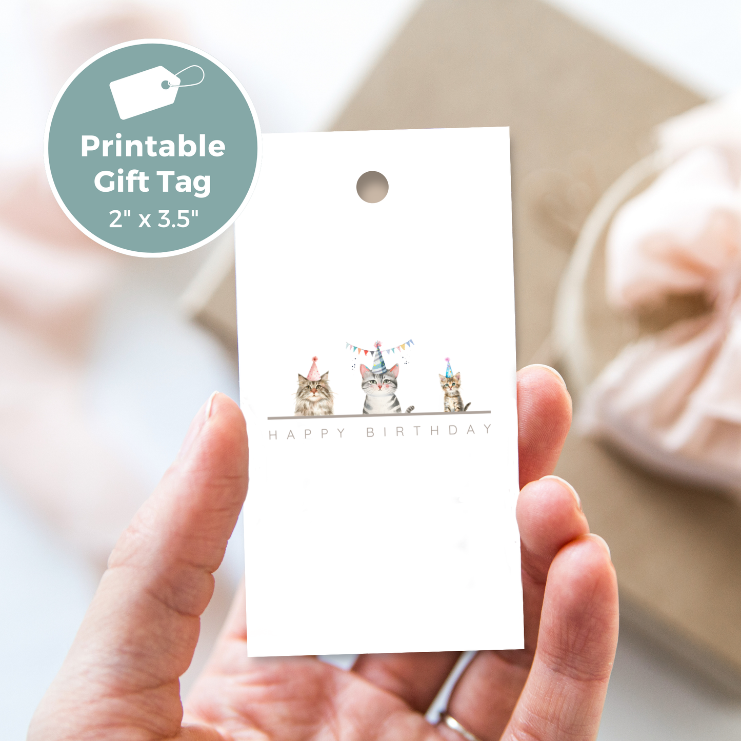 Printable Birthday Gift Tag - Trio of Cats