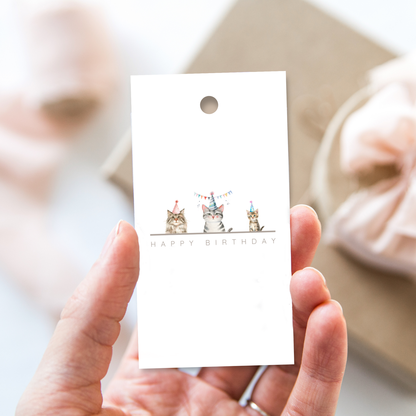 Printable Birthday Gift Tag - Trio of Cats