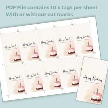 Printable Birthday Gift Tag - Cake
