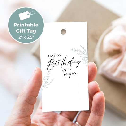 Printable Birthday Gift Tag - Botanical