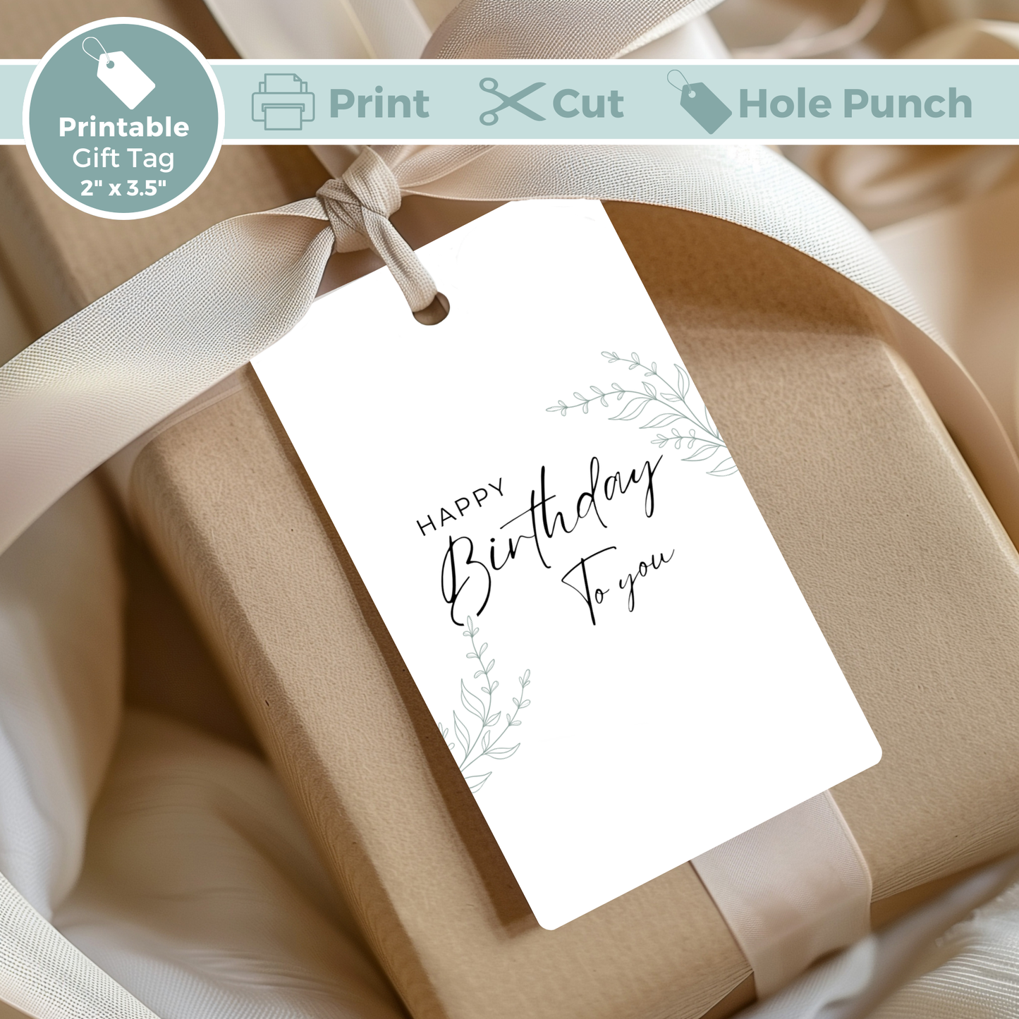 Printable Birthday Gift Tag - Botanical