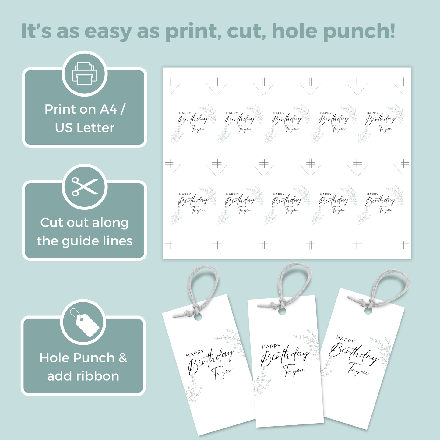 Printable Birthday Gift Tag - Botanical