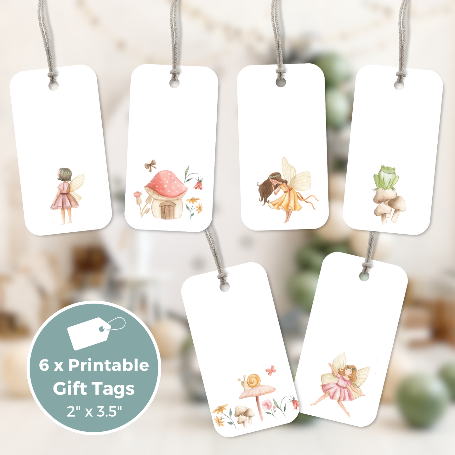 Printable Birthday Gift Tag Bundle - Fairy