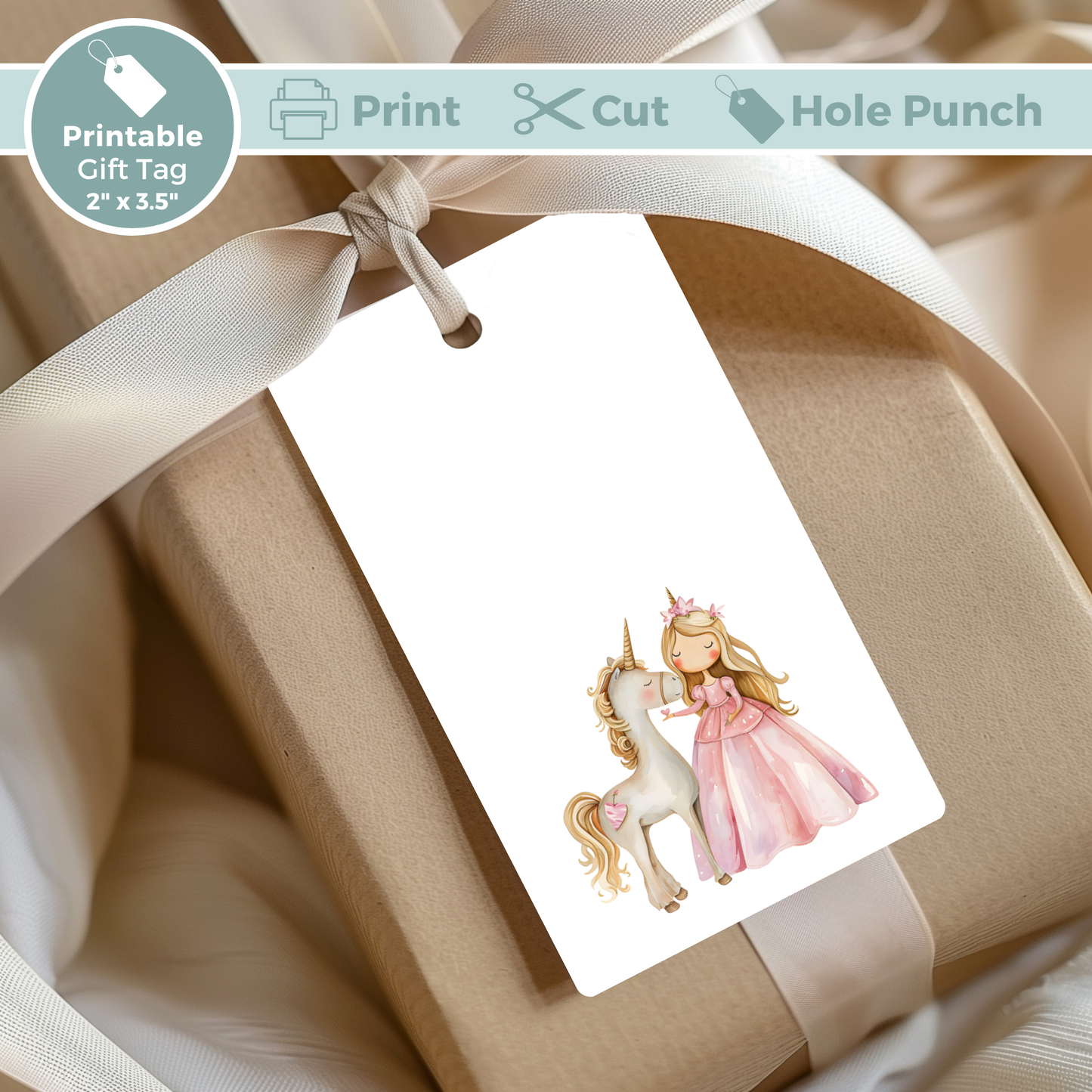 Printable Birthday Gift Tag Bundle - Princess Unicorn