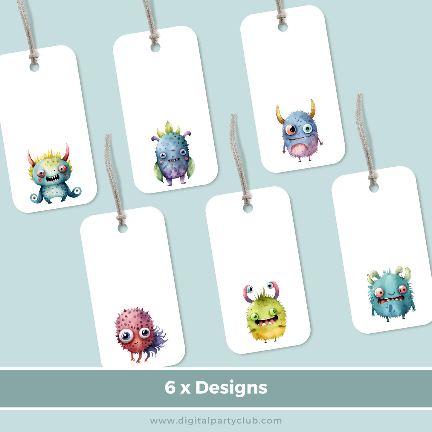 Printable Birthday Gift Tag Bundle - Monster