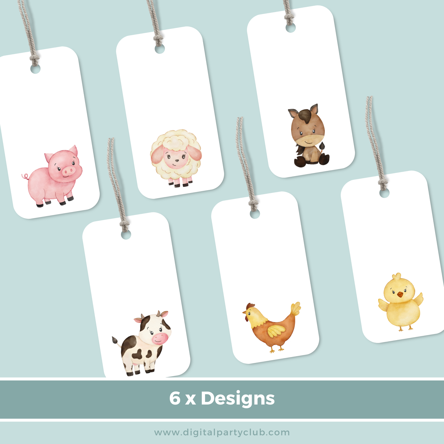 Printable Birthday Gift Tag Bundle - Farm Animals