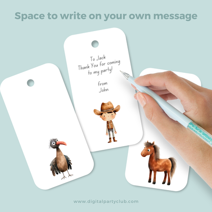Printable Birthday Gift Tag Bundle - Cowboy