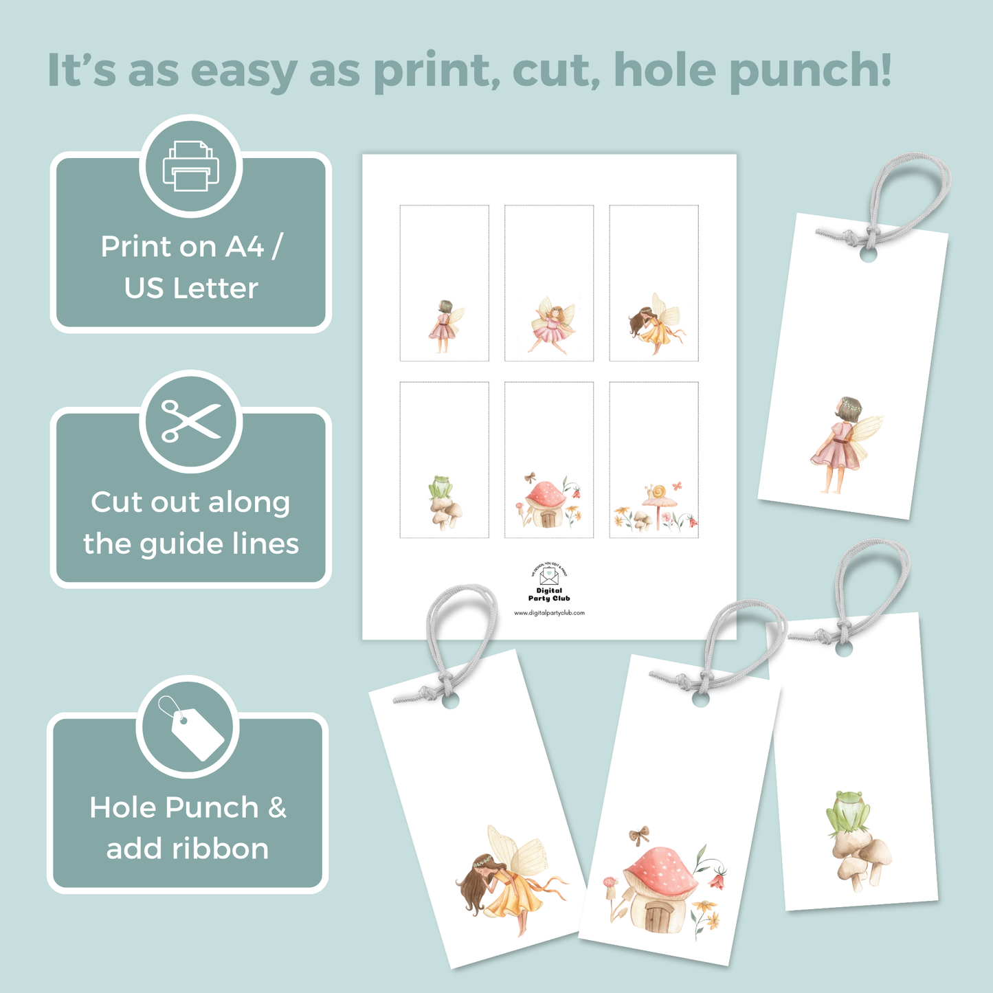 Printable Birthday Gift Tag Bundle - Fairy