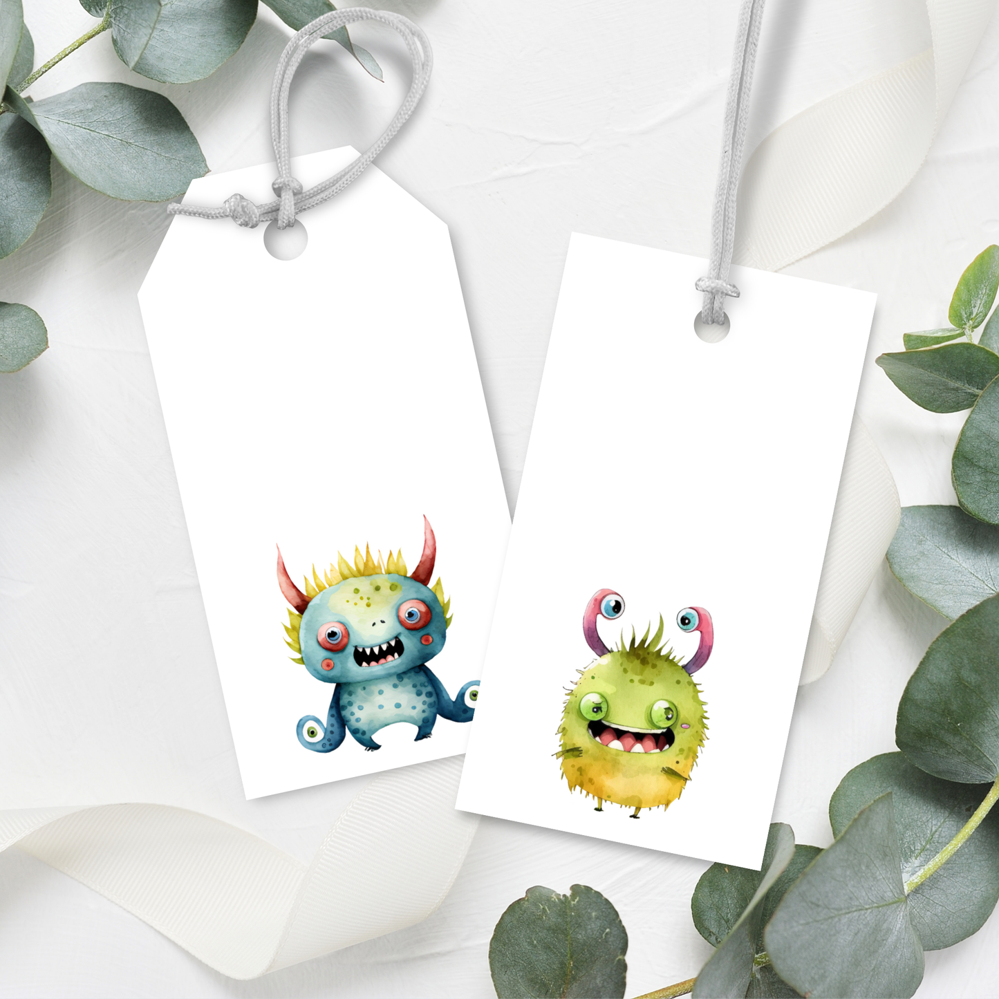 Printable Birthday Gift Tag Bundle - Monster