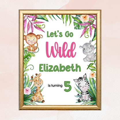 Editable Birthday Welcome Sign - Let's Go Wild