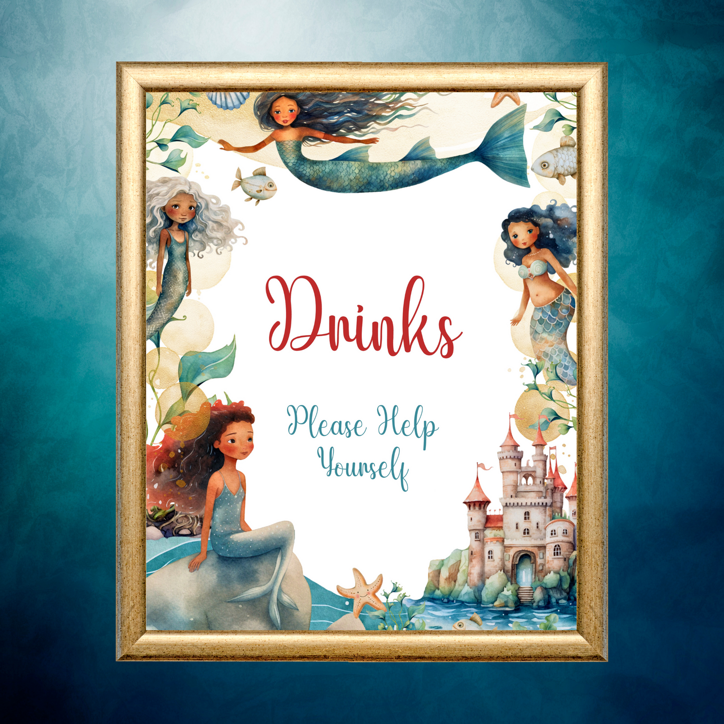 Printable Birthday Drinks Sign - Mermaid