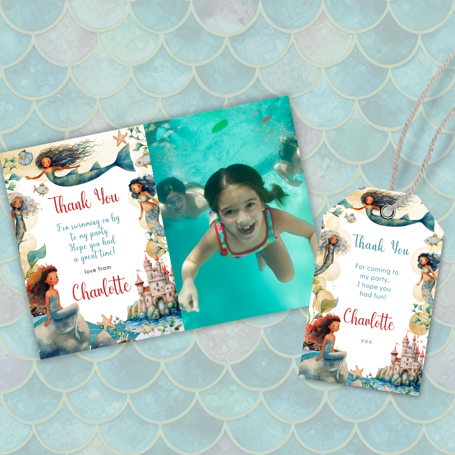 Editable Thank You Card - Mermaid