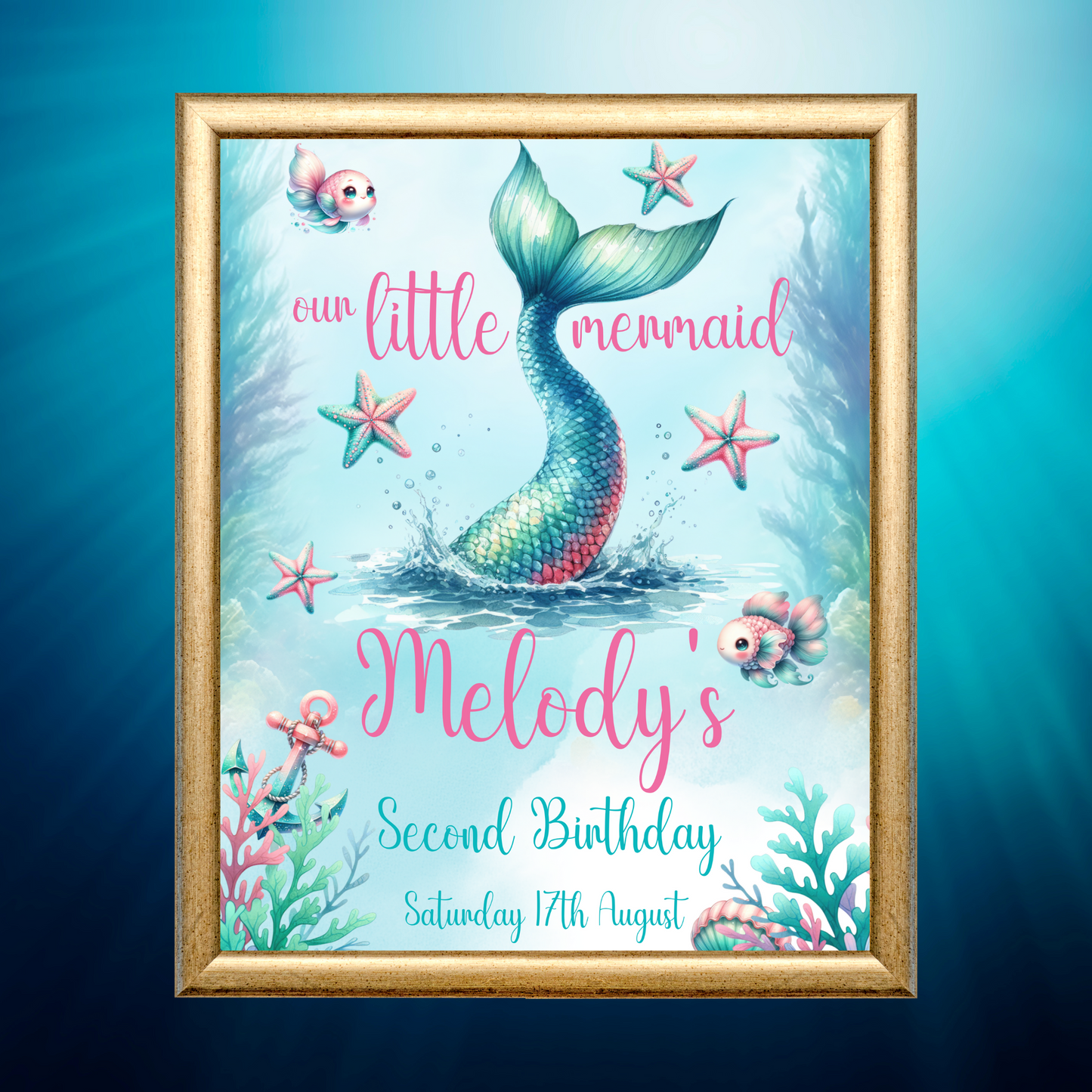 Editable Birthday Welcome Sign - Mermaid Tail