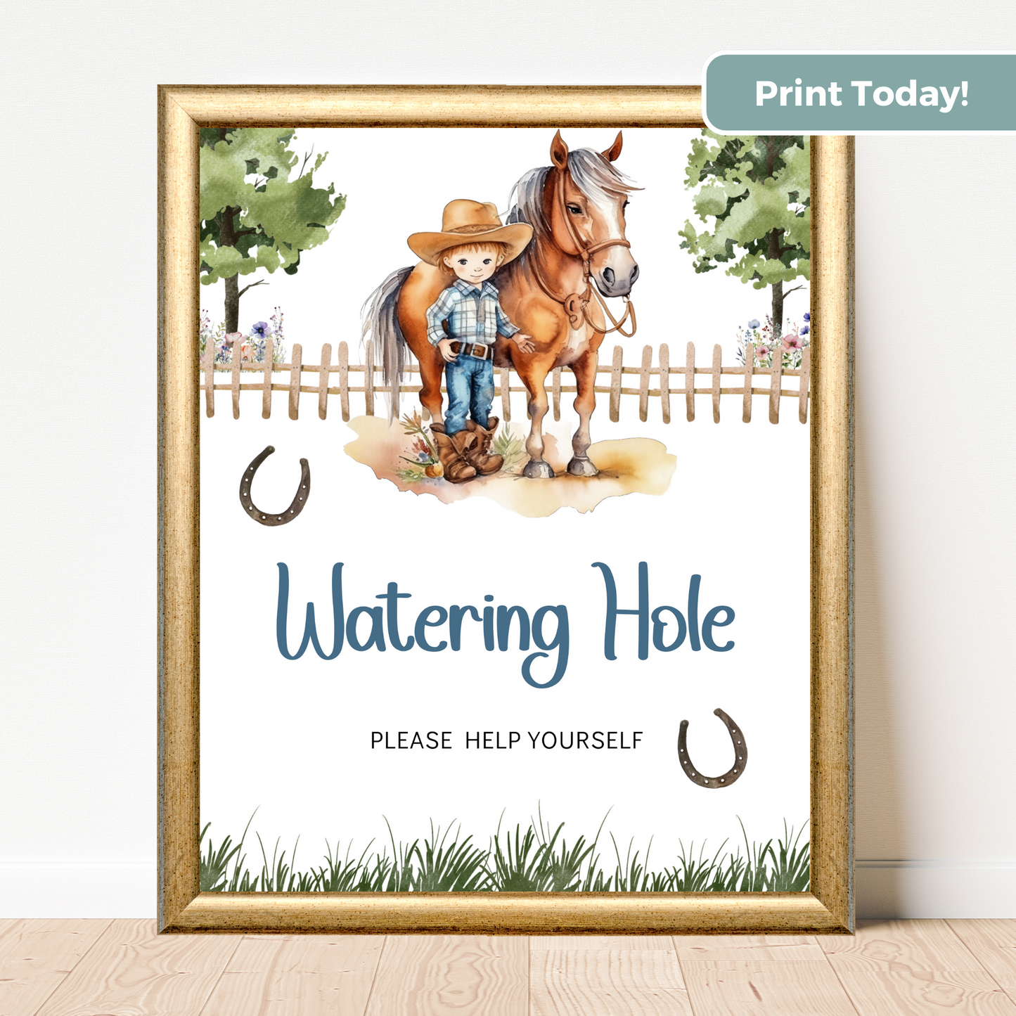 Printable Birthday Drinks Sign - Saddle Up Boy