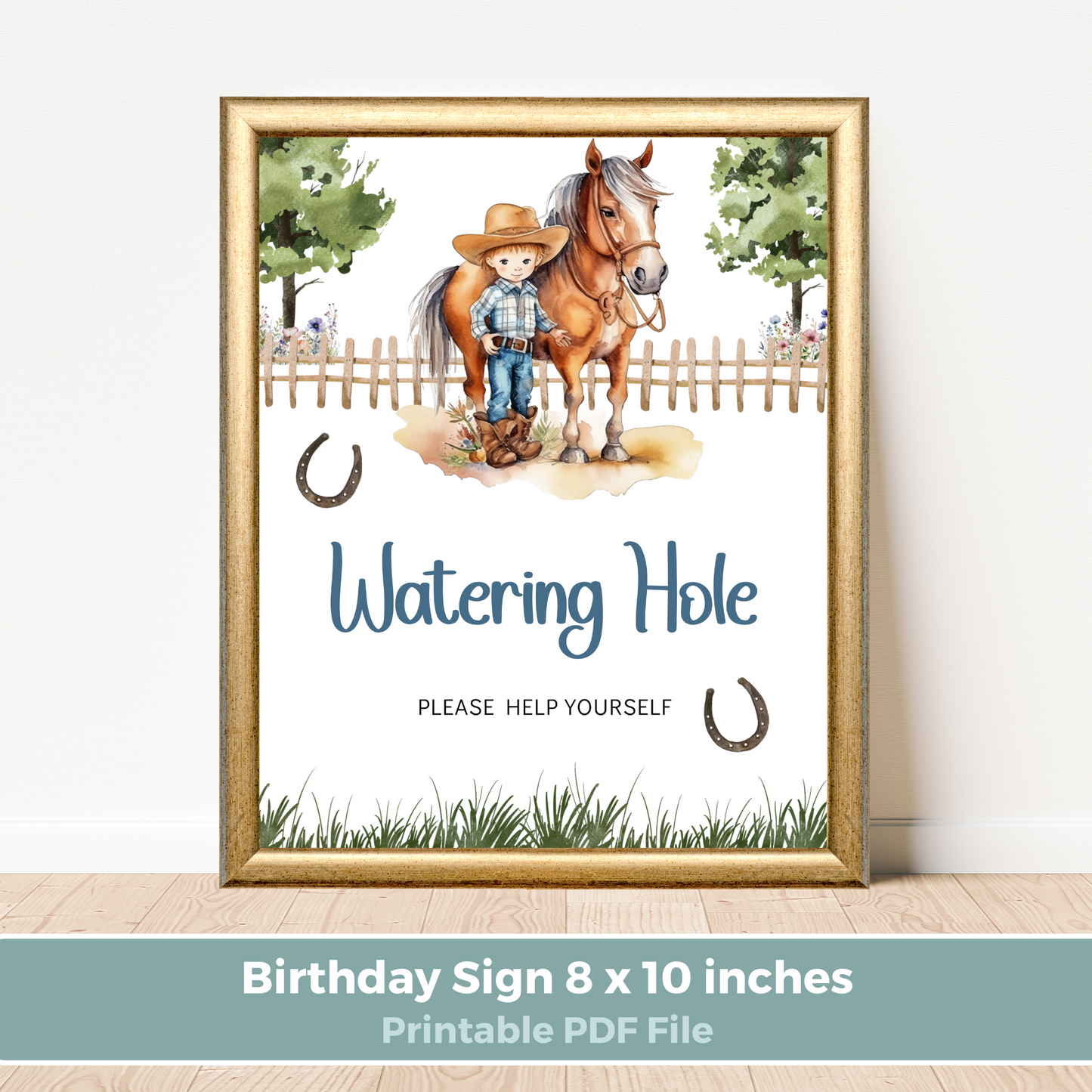 Printable Birthday Drinks Sign - Saddle Up Boy