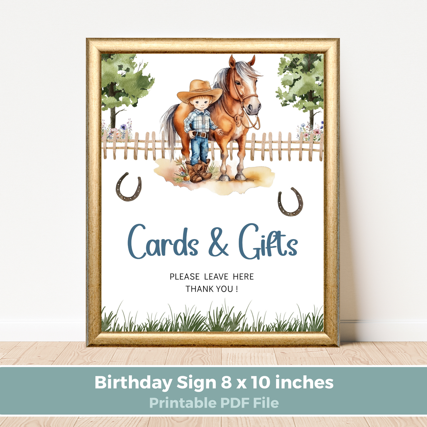 Printable Birthday Cards and Gifts Sign - Saddle Up Boy