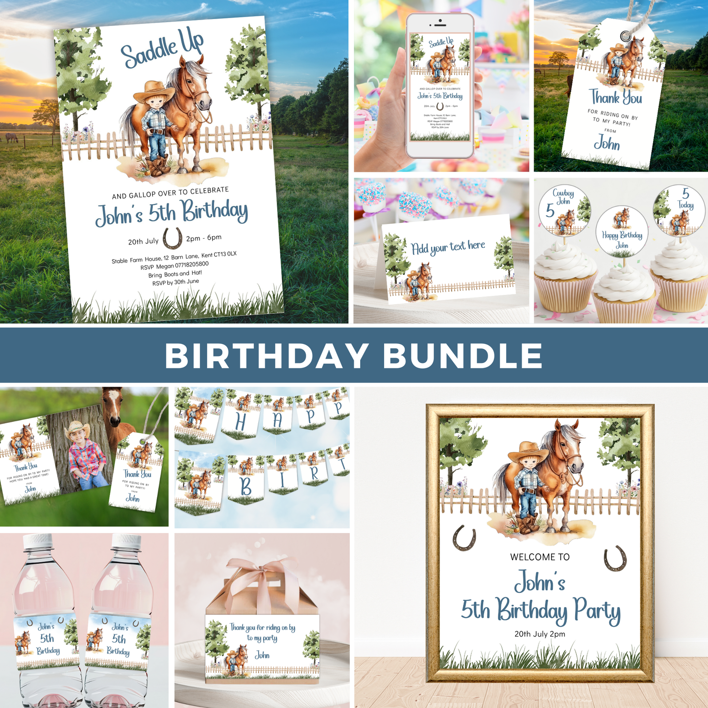 Editable Birthday Bundle - Saddle Up Boy