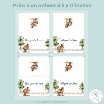 Editable Birthday Food Label / Name Card - Saddle Up Boy