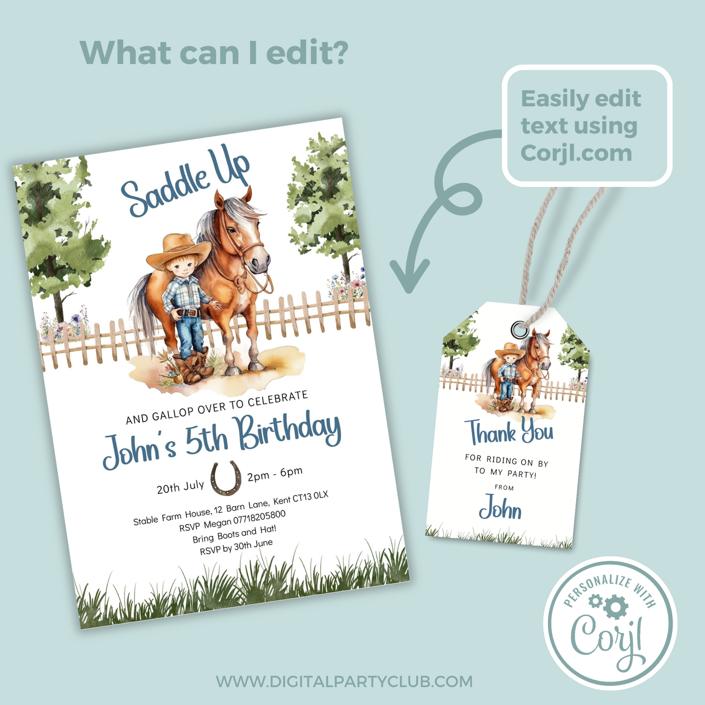 Editable Birthday Bundle - Saddle Up Boy