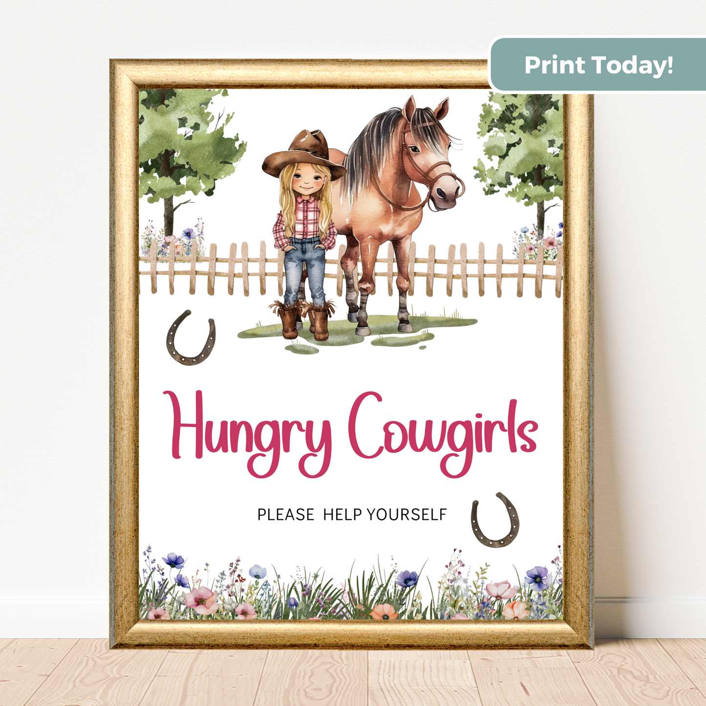 Printable Birthday Food Sign - Saddle Up Girl