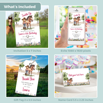 Editable Birthday Bundle - Saddle Up Girl