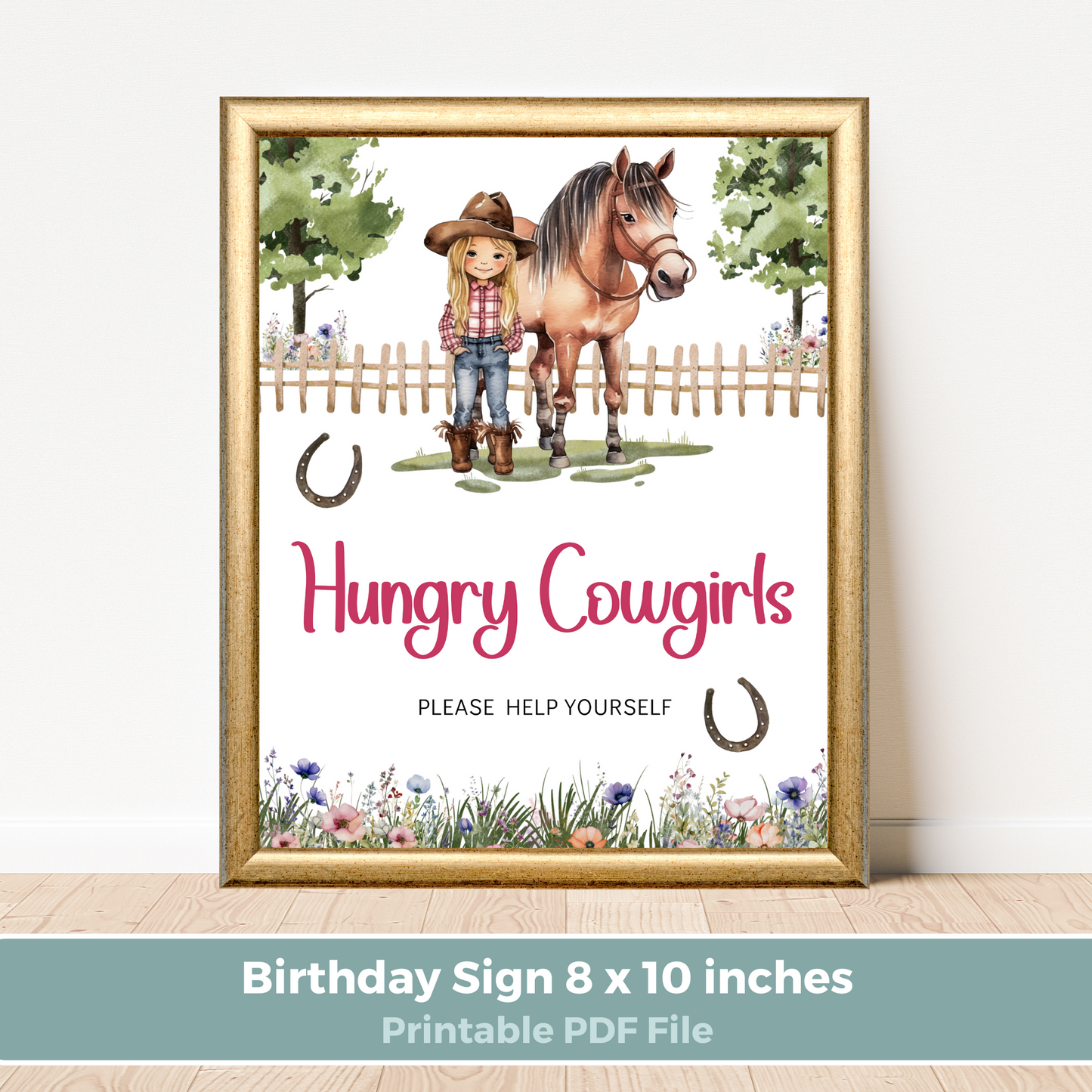 Printable Birthday Food Sign - Saddle Up Girl