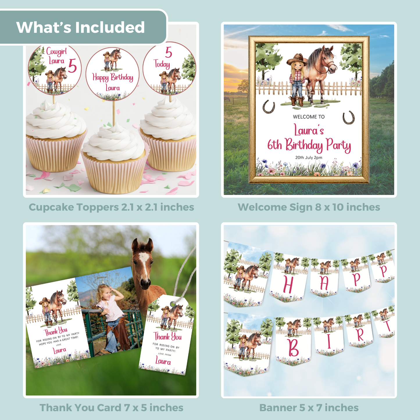 Editable Birthday Bundle - Saddle Up Girl