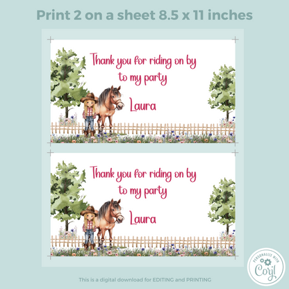 Editable Birthday Gable Box Label - Saddle Up Girl