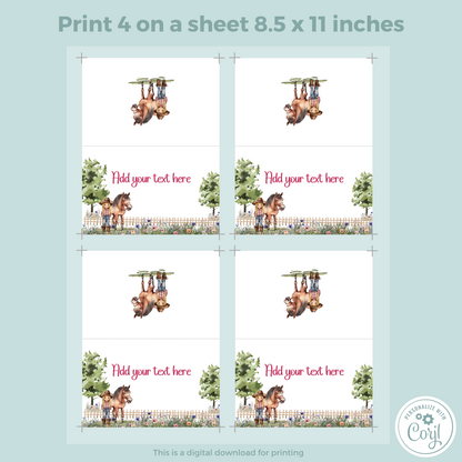 Editable Birthday Food Label / Name Card - Saddle Up Girl