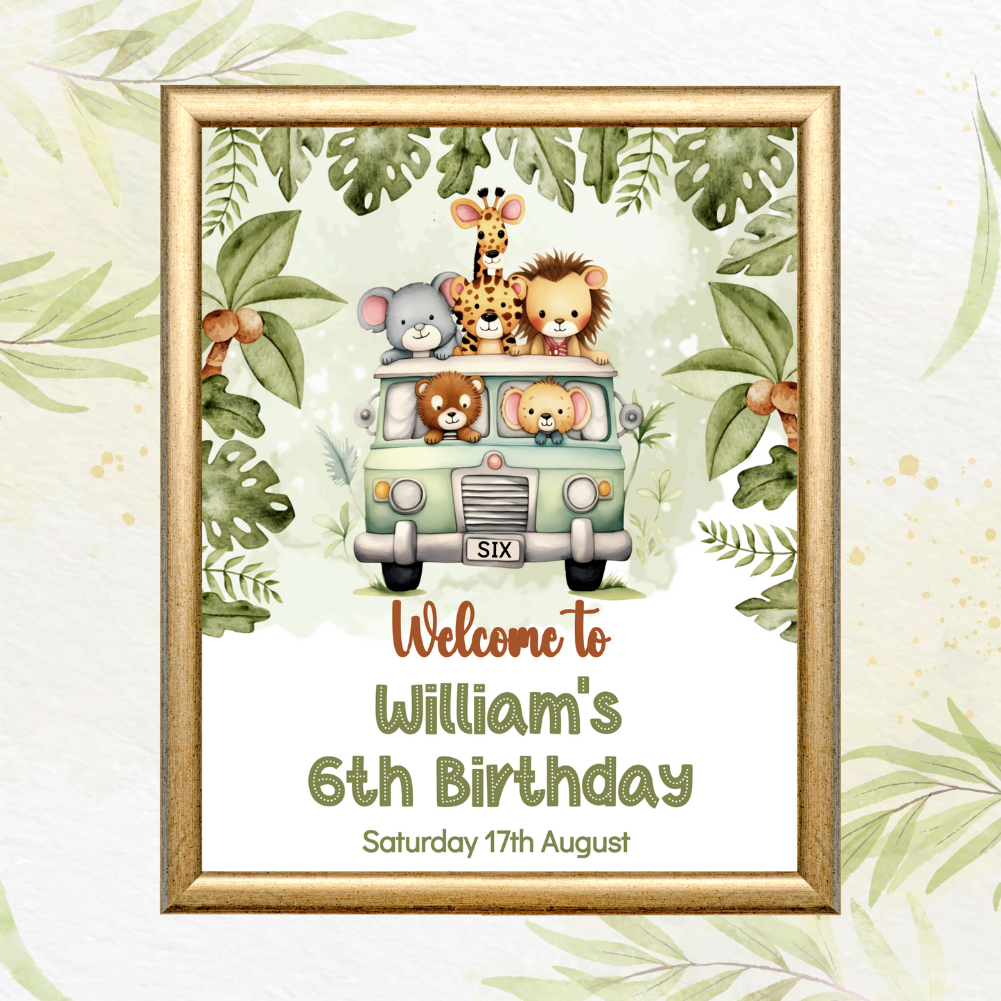 Editable Birthday Welcome Sign - Safari