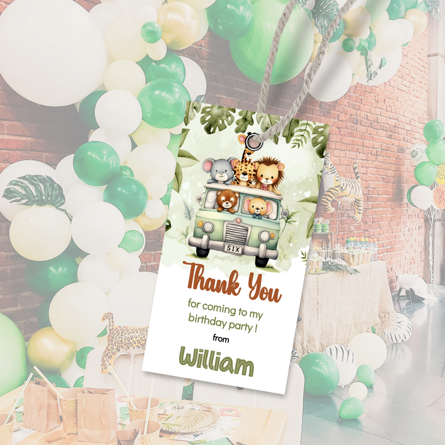 Editable Birthday Thank You Tag - Safari